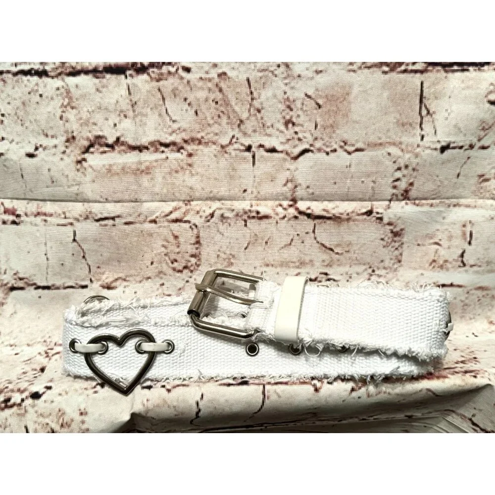 Circo Kids Fashion Silver Metal Heart Shape Canvas Belt
